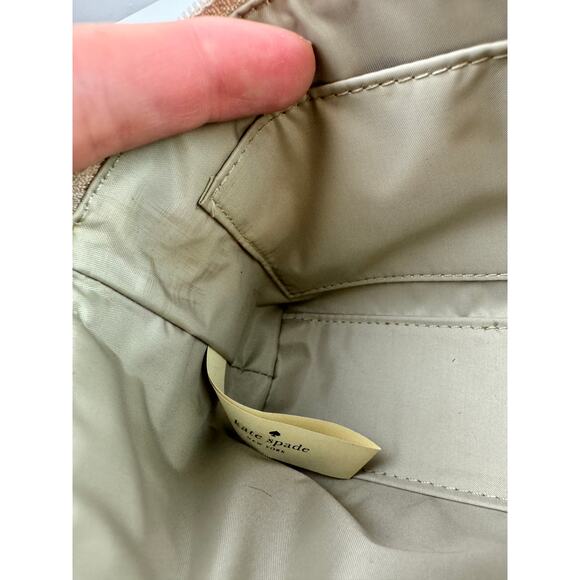 KATE SPADE Metro Gold Metallic Perforated Cosmetic Bag Shiny Heart Zip Pouch - Picture 7 of 7